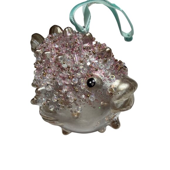 Glittery Puffer Fish Glass Blown Ornament With Pink & Silver Accents Pier 1 - Picture 4 of 4